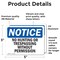 Signmission No Hunting Or Trespassing Without Permission OSHA Notice Sign, Vinyl Decal, 5in W x 3.5in L, 2PK OS-2PACK-NS-D-35-L-14661 - alternate 2